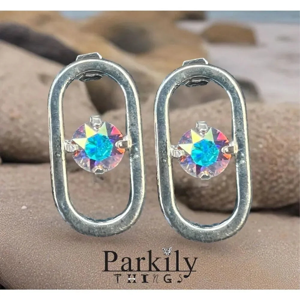 Handcrafted earrings with AB Swarovski crystal