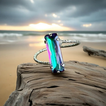 Handcrafted sparkly ring made with Austrian crystal size 6.5