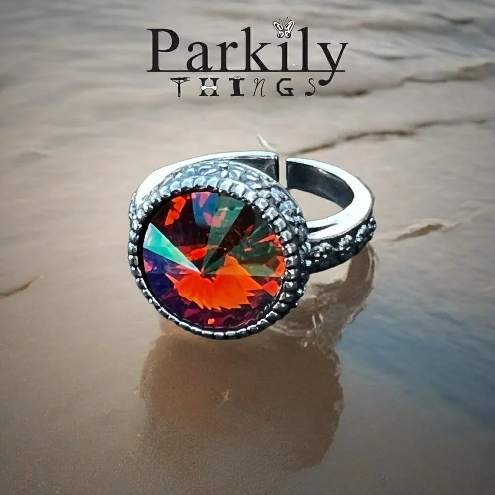 Handcrafted sparkly ring made with Swarovski crystal adjustable fit