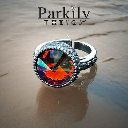 Handcrafted sparkly ring made with Swarovski crystal adjustable fit