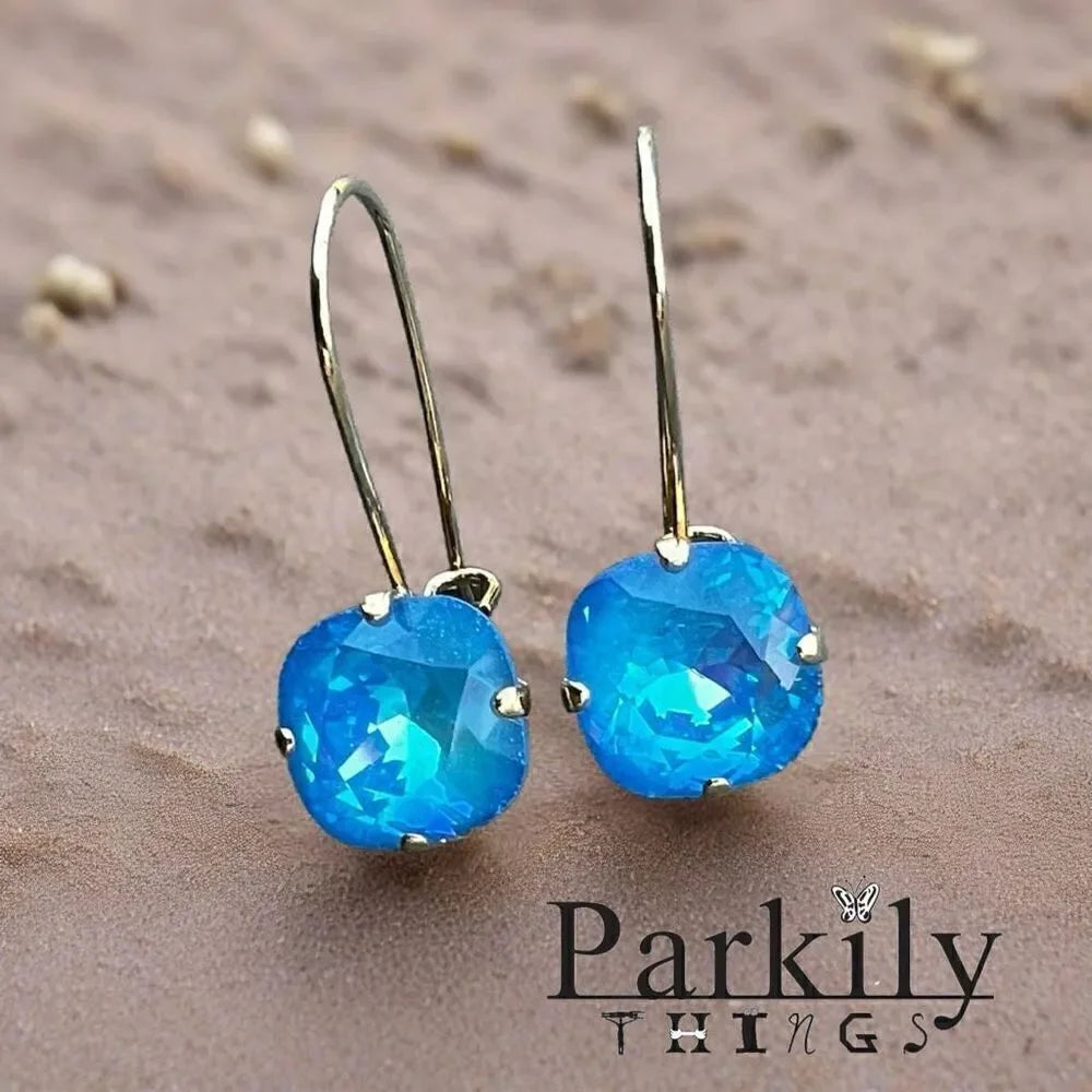 Earrings with blue Swarovski Crystal handcrafted