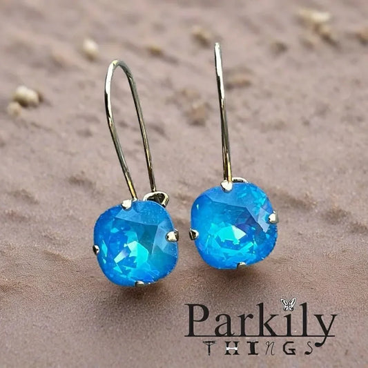 Earrings with blue Swarovski Crystal handcrafted