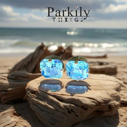 Light Sapphire Blue Crystal Stud Earrings