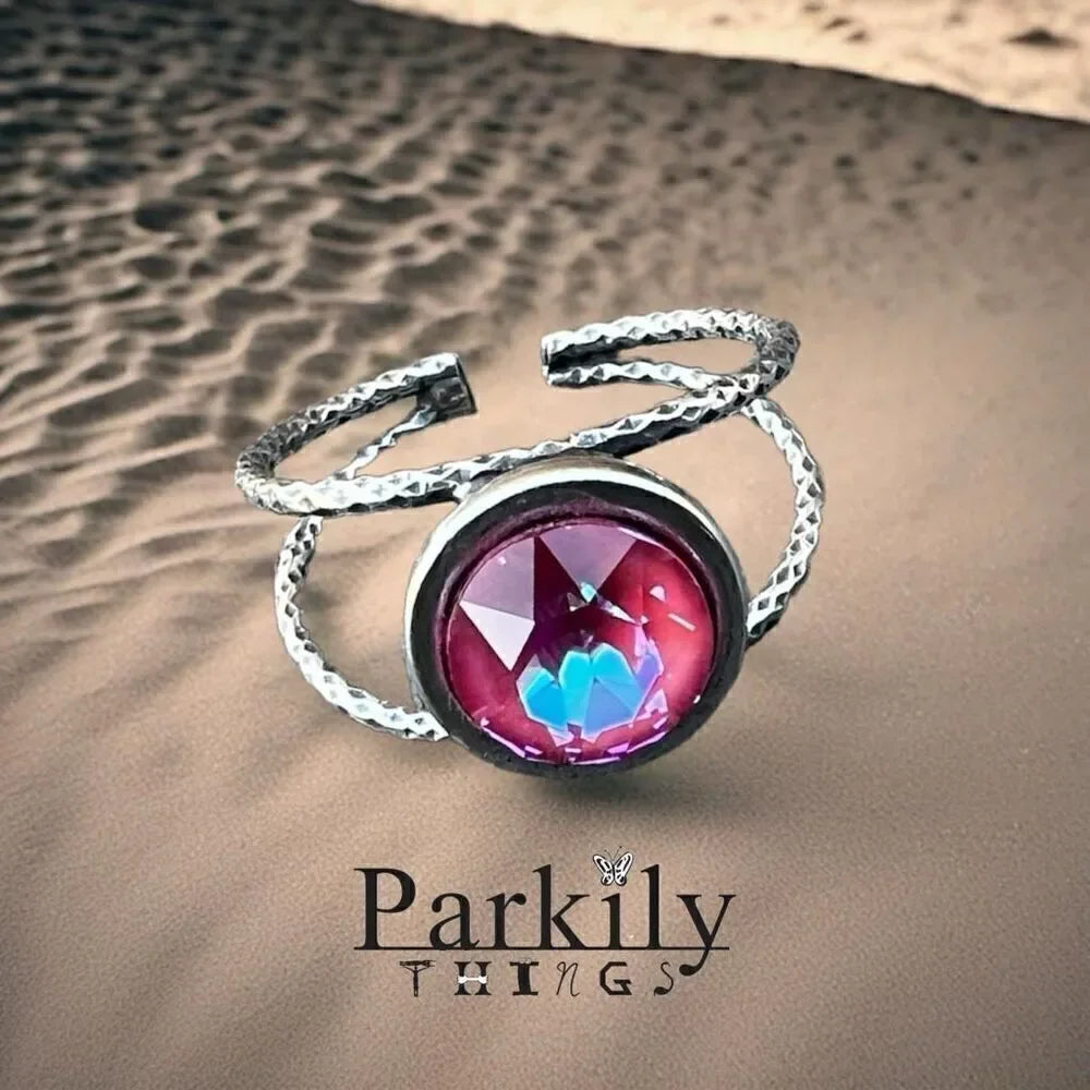 Handcrafted sparkly ring made with Swarovski crystal adjustable fit