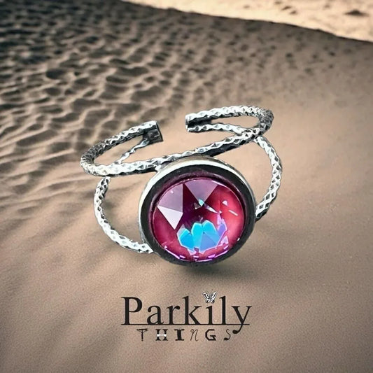 Handcrafted sparkly ring made with Swarovski crystal adjustable fit
