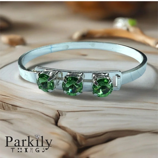 Handcrafted bracelet with peridot green Swarovski crystal