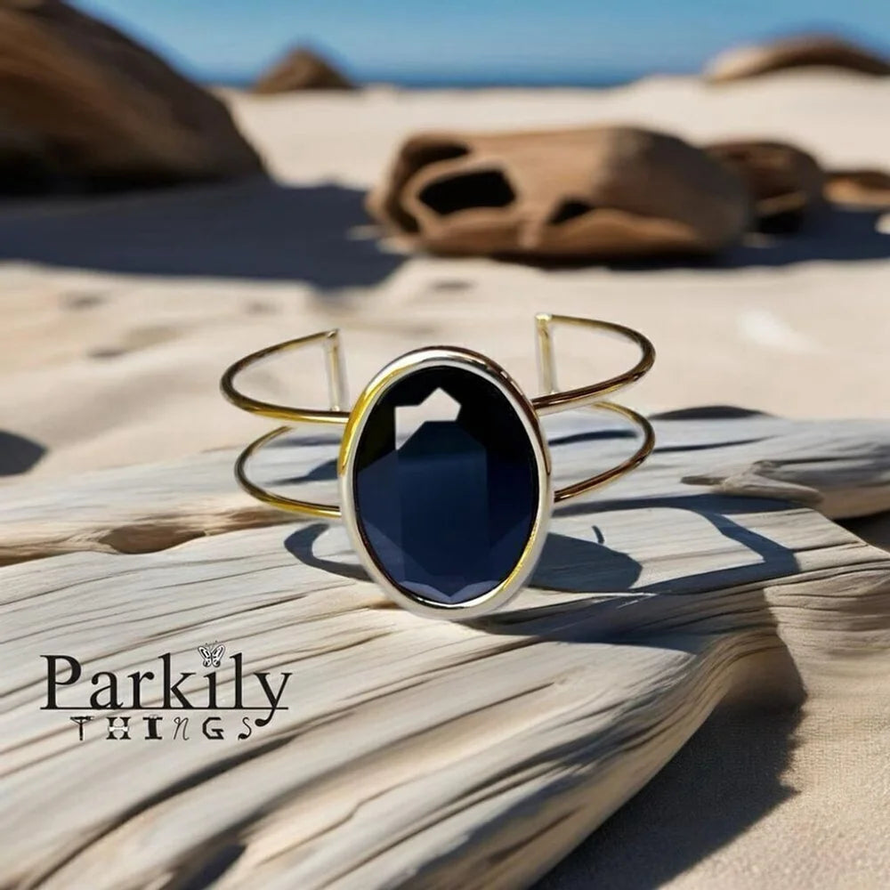 Handcrafted bracelet with large oval Swarovski crystal