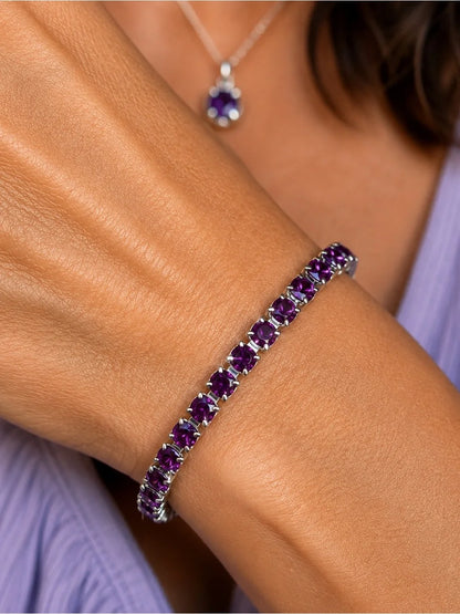 Handcrafted bracelet with sparkly amethyst Swarovski crystal